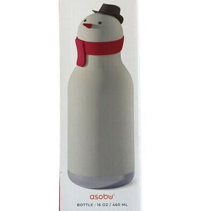 ASOBU Bestie Snowman Insulated Water Bottle 16 oz Multicolor Festive White